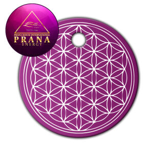 Płytka Tesla® zawieszka okrągła - Kwiat Życia - Purpura