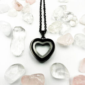 Zawieszka informacyjna serduszko czarno-srebrne GANS lub esencje kwiatowe - Information Jewelry