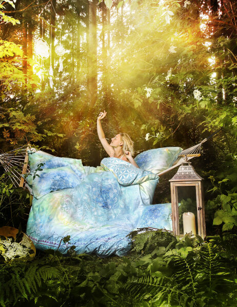 Pościel Fascination niebieski sen - 135/200 cm zawiera poduszkę 80/80 cm EN-128