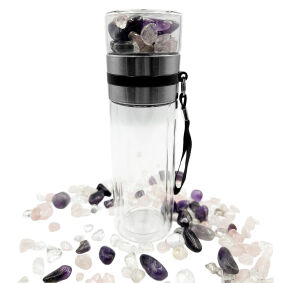 Butelka srebrna do picia z kamieniami - Information Jewelry