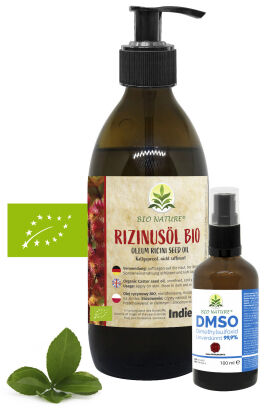 Zestaw Olej rycynowy BIO nierafinowany 250 ml + DMSO 100 ml