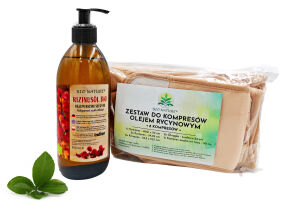 Promocyjny zestaw. Olej rycynowy BIO nierafinowany 500 ml + Zestaw kompresów