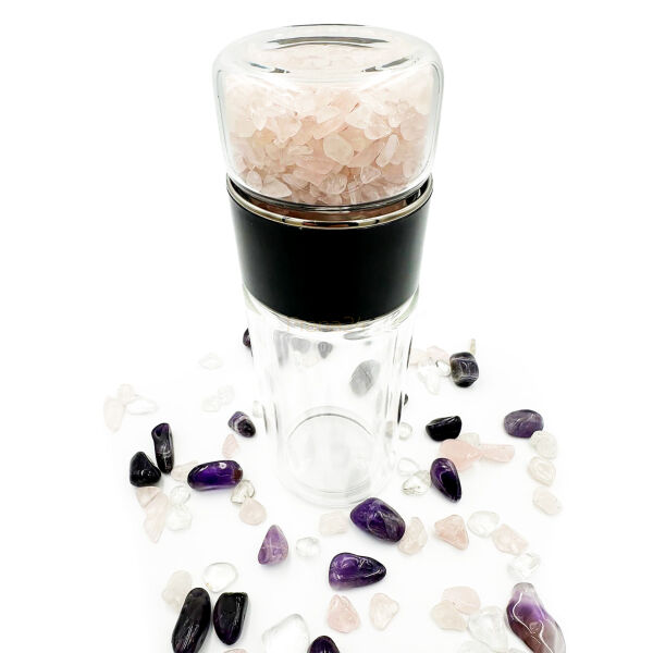 Butelka do picia z Kwarcem różowym - Information Jewelry