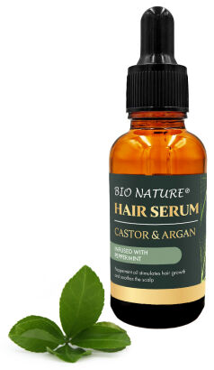 Organiczne serum do włosów Argan & Rycyna – Mięta pieprzowa 30 ml